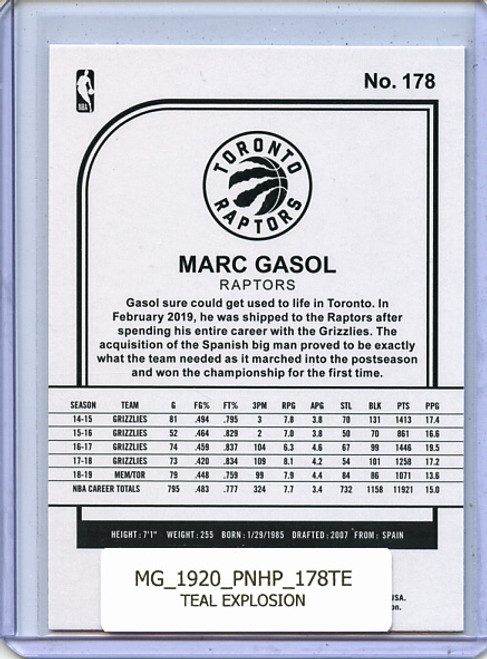 Marc Gasol 2019-20 Hoops #178 Teal Explosion