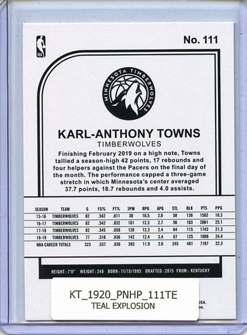 Karl-Anthony Towns 2019-20 Hoops #111 Teal Explosion