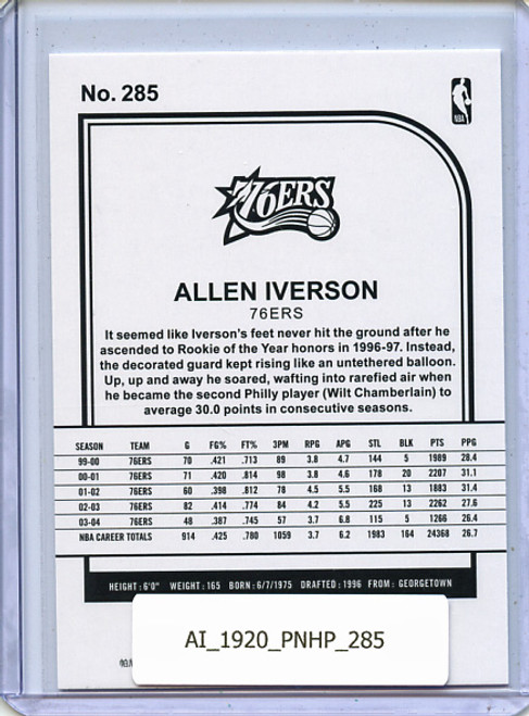 Allen Iverson 2019-20 Hoops #285 Hoops Tribute