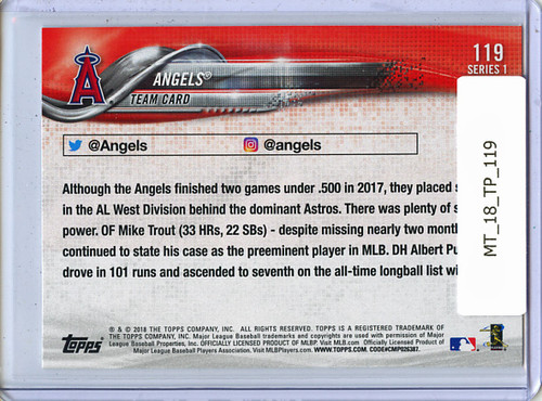 Mike Trout, Los Angeles Angels 2018 Topps #119