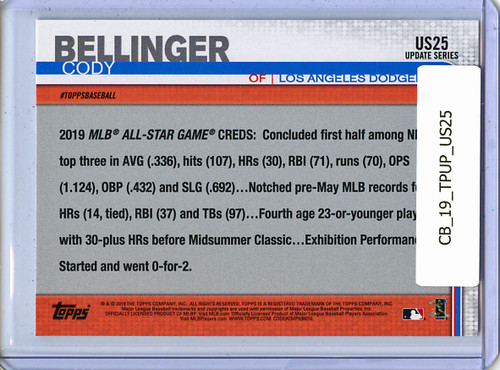 Cody Bellinger 2019 Topps Update #US25 All-Star