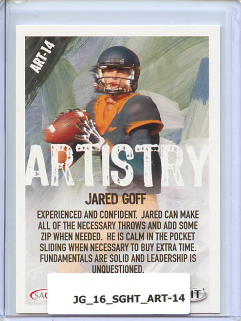 Jared Goff 2016 Sage Hit, Artistry #ART-14