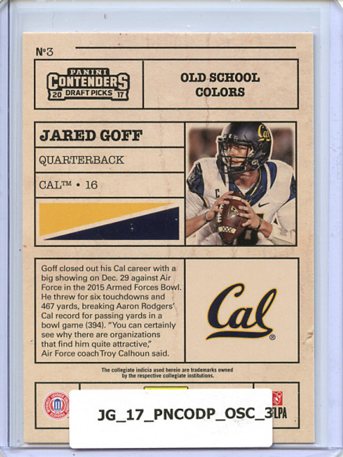 Jared Goff 2017 Contenders Draft Picks, Old School Colors #3