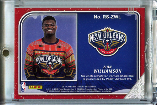 Zion Williamson 2019-20 Hoops, Rookie Sweaters #RS-ZWL (3)