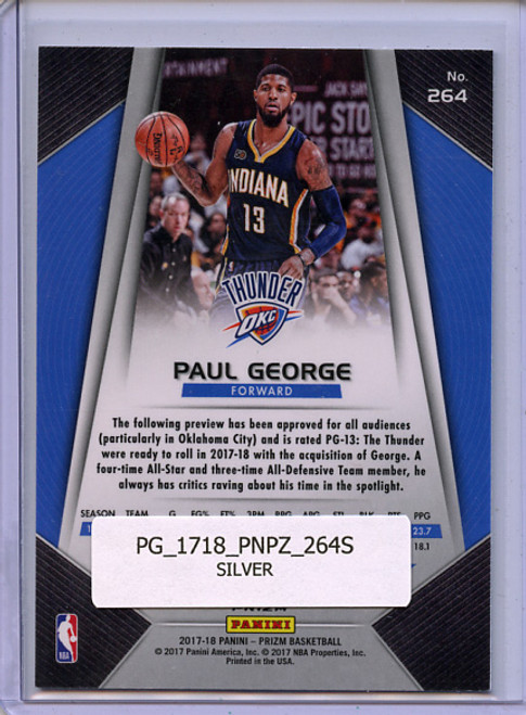 Paul George 2017-18 Prizm #264 Silver