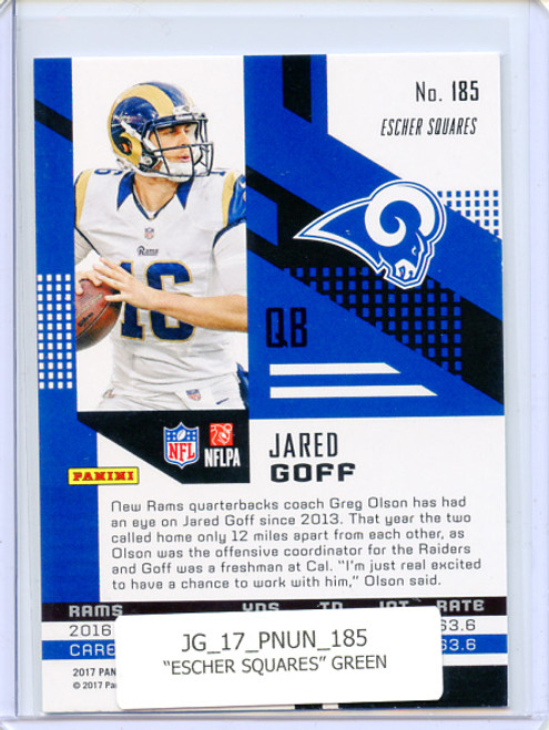 Jared Goff 2017 Unparalleled #185 Lime Green Escher Squares