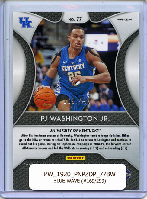 PJ Washington Jr. 2019-20 Prizm Draft Picks #77 Blue Wave (#169/299)