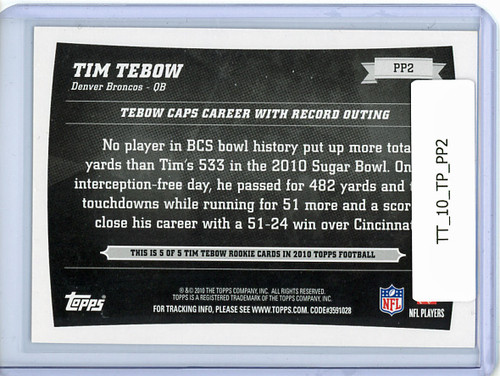 Tim Tebow 2010 Topps, Peak Performance #PP2