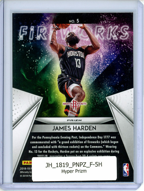 James Harden 2018-19 Prizm, Fireworks #5 Hyper Prizm