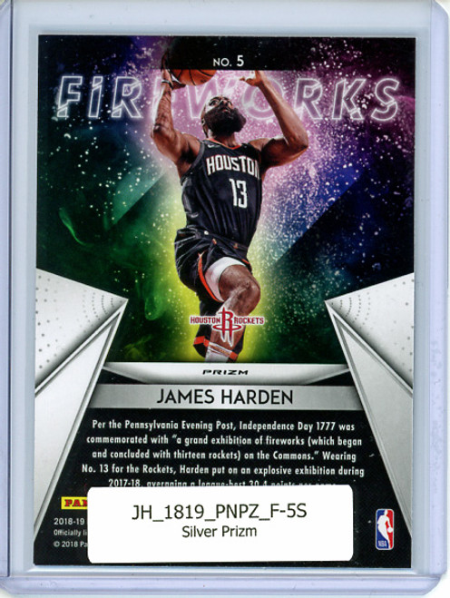 James Harden 2018-19 Prizm, Fireworks #5 Silver