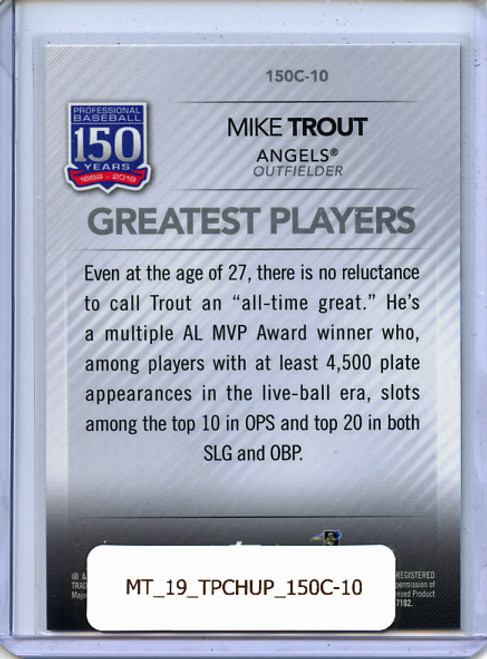Mike Trout 2019 Topps Chrome Update, 150 Years of Professional Baseball #150C-10