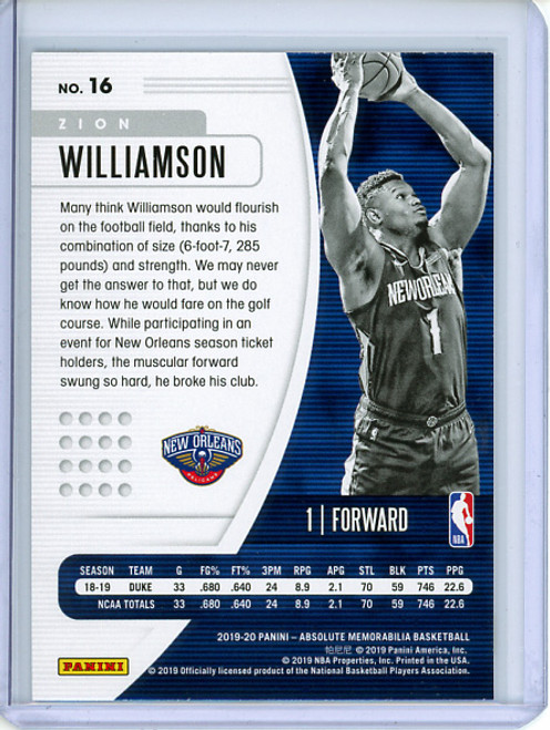 Zion Williamson 2019-20 Absolute #16 Retail (2)