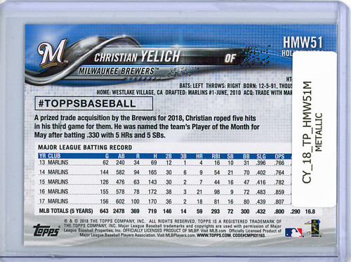 Christian Yelich 2018 Topps Holiday #HMW51 Metallic