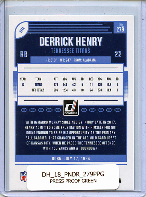 Derrick Henry 2018 Donruss #279 Press Proof Green