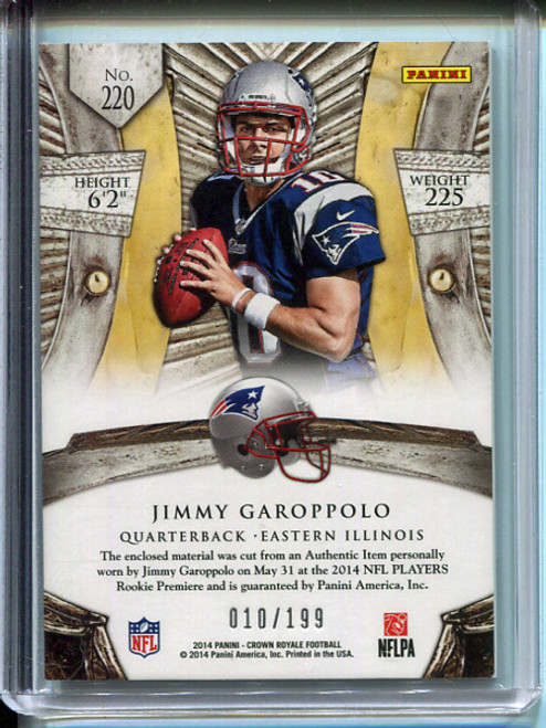 Jimmy Garoppolo 2014 Crown Royale #220 Rookie Silhouettes (#010/199)