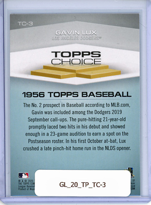 Gavin Lux 2020 Topps, Topps Choice 1956 Topps #TC-3