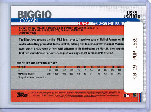 Cavan Biggio 2019 Topps Update #US39