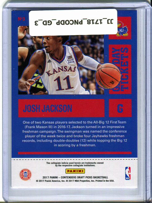 Josh Jackson 2017-18 Contenders Draft Picks, Game Day Tickets #3