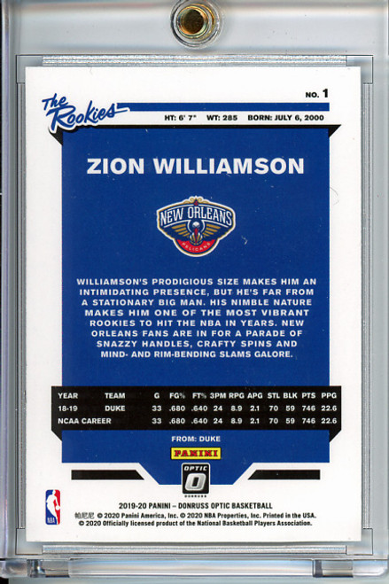 Zion Williamson 2019-20 Donruss Optic, The Rookies #1 (1)