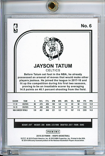 Jayson Tatum 2019-20 Hoops #6 Orange (#25/25)