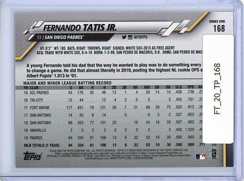 Fernando Tatis, Jr. 2020 Topps #168