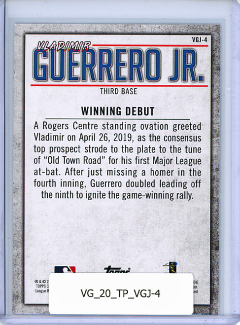 Vladimir Guerrero Jr. 2020 Topps, Vladimir Guerrero Jr. Highlights #VGJ-4 'Winning Debut'