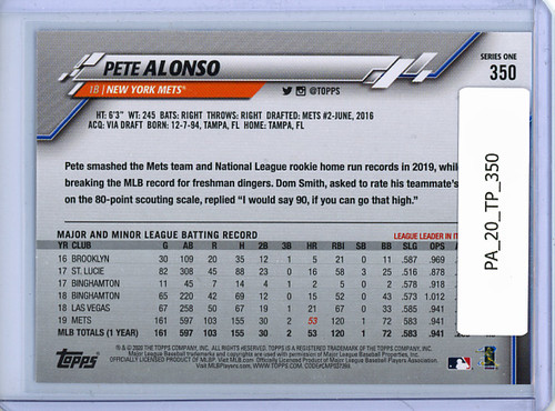 Pete Alonso 2020 Topps #350