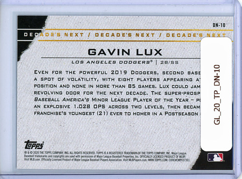 Gavin Lux 2020 Topps, Decade's Next #DN-10