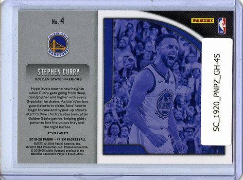 Stephen Curry 2019-20 Prizm, Get Hyped! #4 Silver