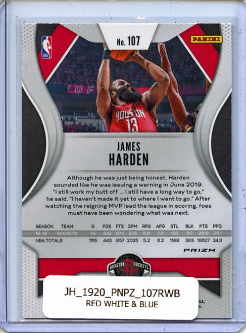 James Harden 2019-20 Prizm #107 Red White & Blue