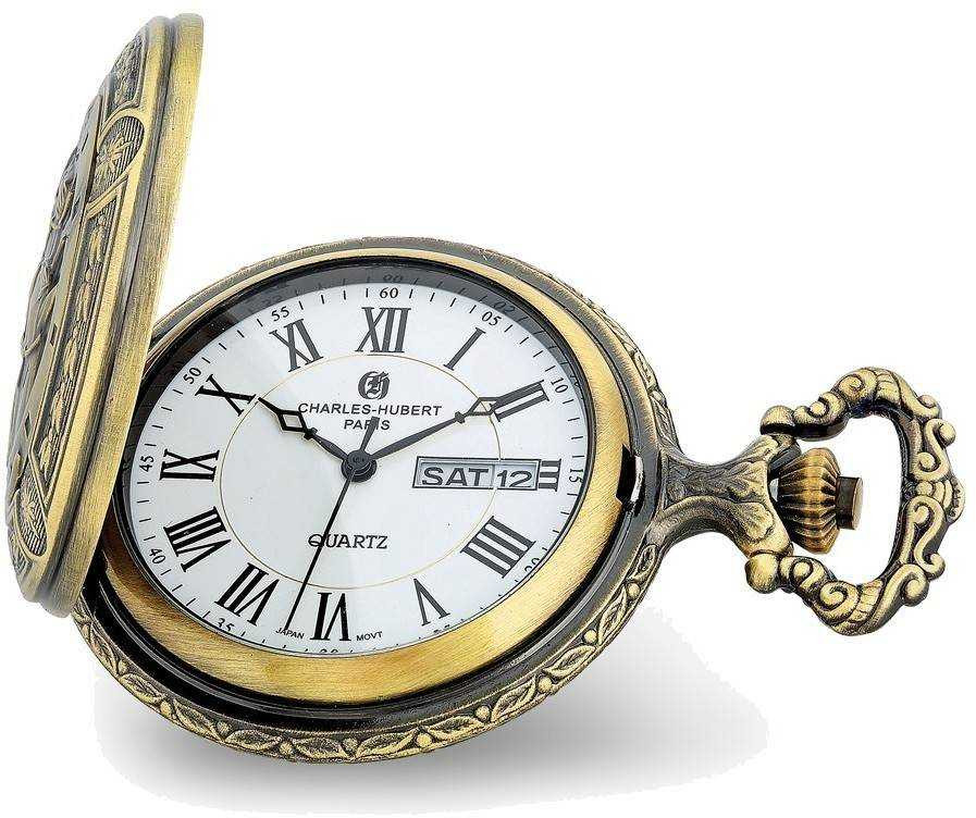 Charles Hubert 2-tone Antiqued Finish Horses Pocket Watch by