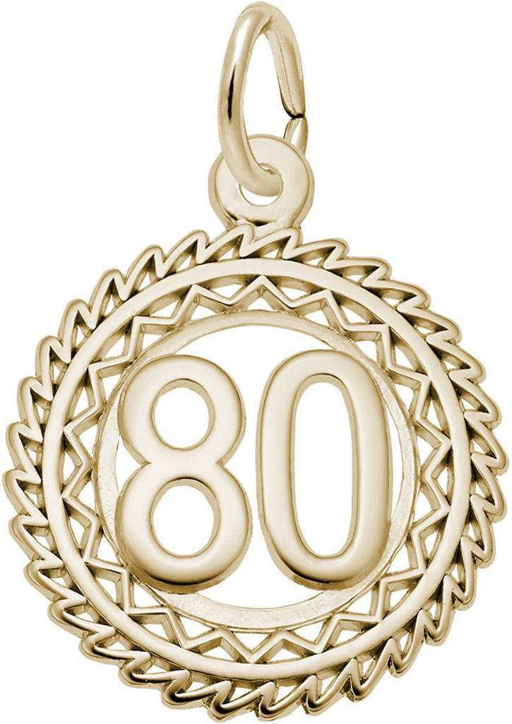 Cutout Number 80 w/ Wavy Frame Charm (Choose Metal) by Rembrandt by ...