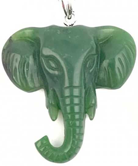 Genuine Nephrite Jade Elephant Head Pendant (J-Elephant5030) at