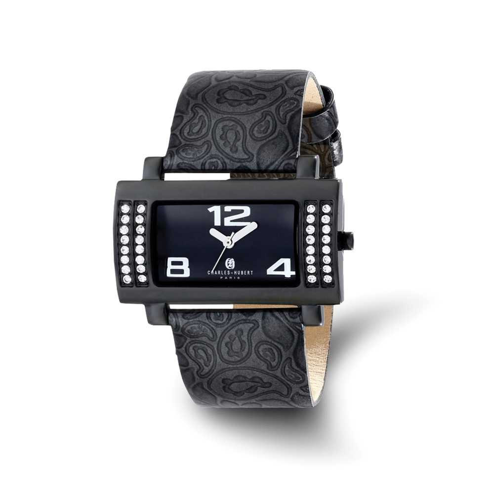 Ladies Charles Hubert Stainless Black Leather 40x23mm Watch 