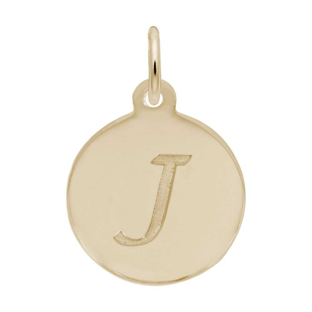Petite Initial Disc - Script J Charm (Choose Metal) by Rembrandt by ...