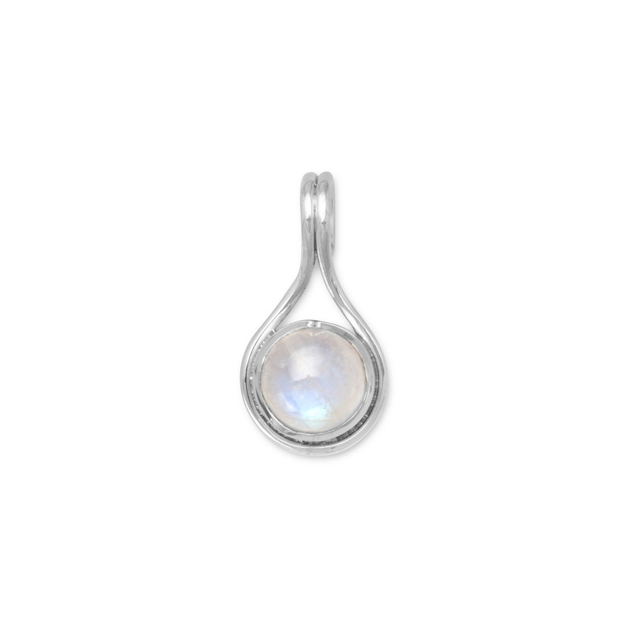 Sterling silver moonstone pendant necklace with slide charm  Sterling Silver Moonstone Slide for Necklace display picture 1