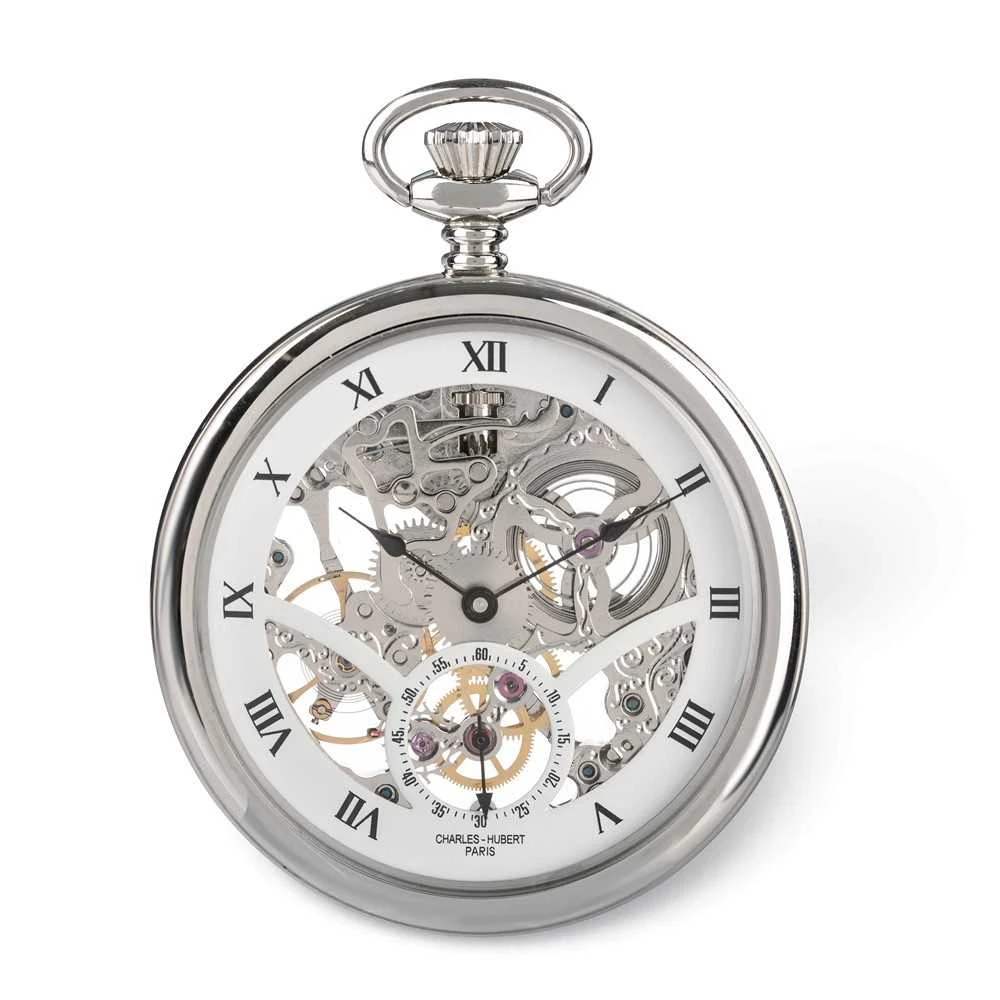 Charles Hubert Stainless Steel Open Face Mechanical Pocket  display picture 1