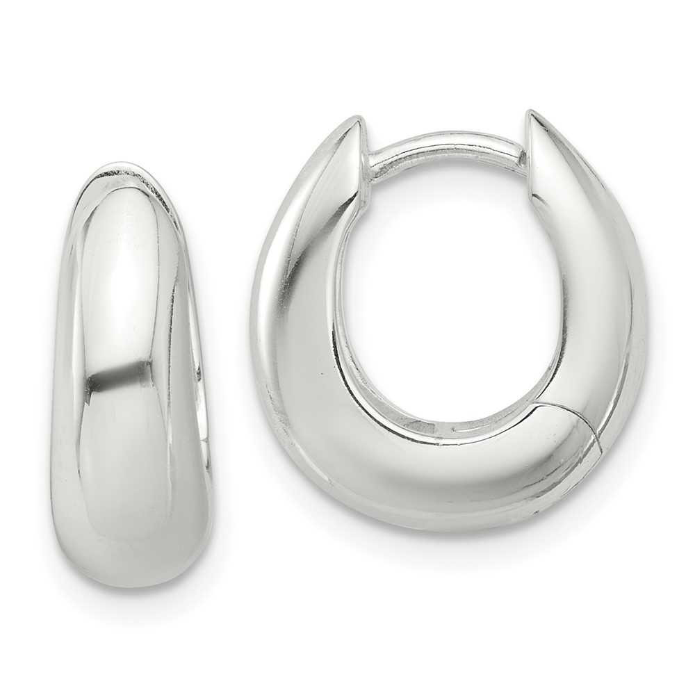Sterling Silver E-coated Tapered Hinged Hoop Earrings at