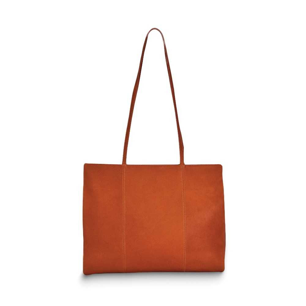 Tan Top Grain Vaquetta Leather Zip-Top Slim Tote Bag (Gifts) at