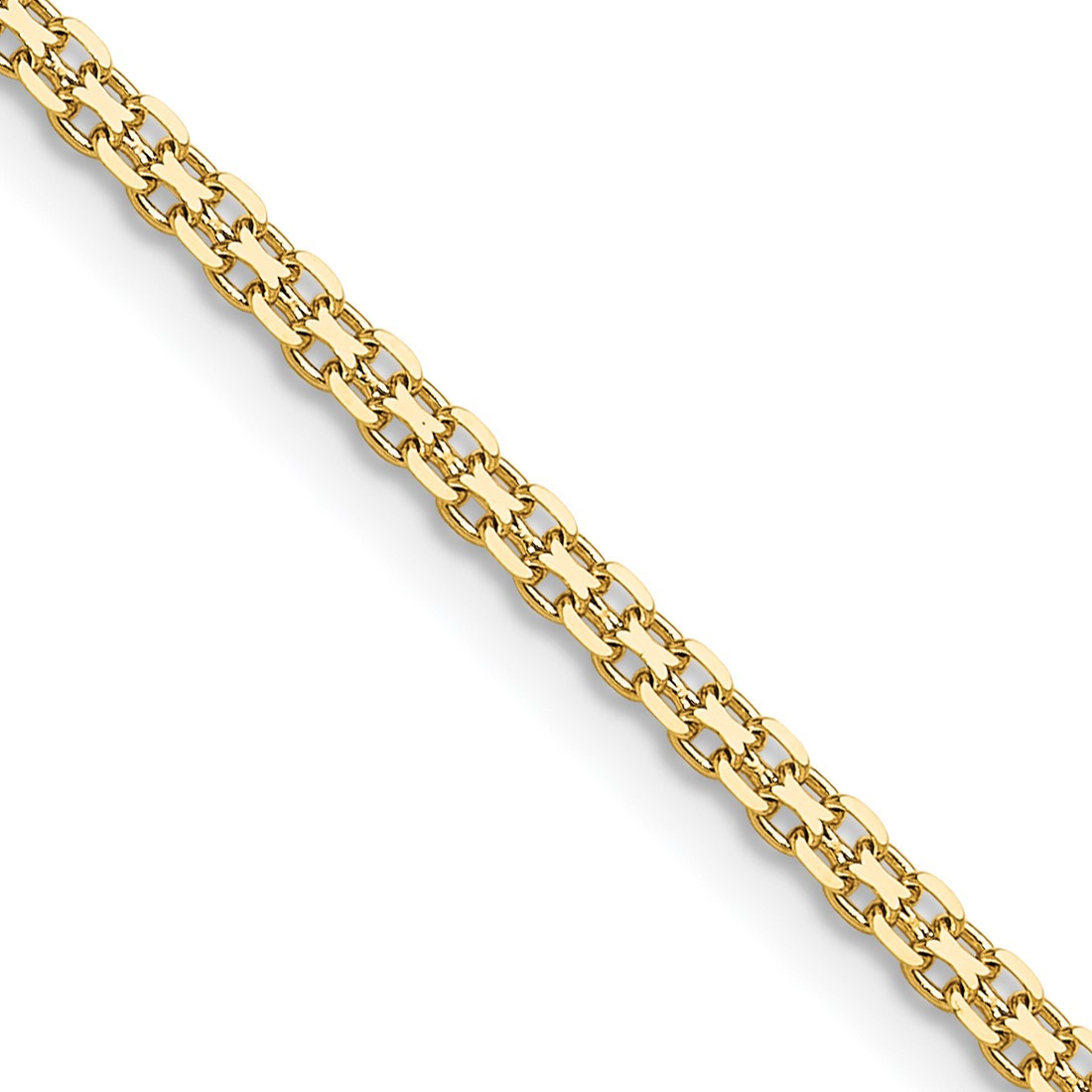 14K Yellow Gold 2.2mm Lightweight Flat Bismark Chain HLF20-20 at