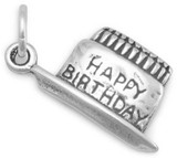 Image of (C) Birthday Cake Charm 925 Sterling Silver