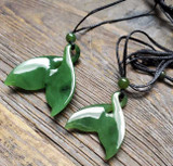 Image of 1 Inch Twisted Jade Whale Tail Pendant (HNW-N-193)