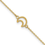 Image of 10"+1" 14K Yellow Gold Textured and Polished Moon Anklet