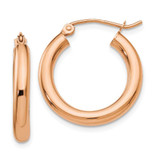 Image of 21.21mm 10k Rose Gold Polished 3mm Hoop Earrings 10T994