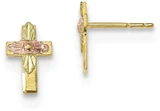 Image of 10.36mm 10k Tri-Color Black Hills Gold Cross Earrings