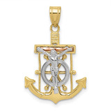 Image of 10K Tri-color Gold Diamond-cut w/Textured Mariners Cross Pendant 10C3930