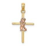 Image of 10K Two-tone Gold 2-D Girl On Cross Pendant