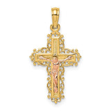 Image of 10K Two-tone Gold Crucifix W/ Lace Trim Pendant