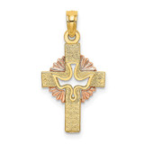Image of 10K Two-tone Gold Cut-Out Dove On Cross Pendant