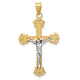 Image of 10K Two-tone Gold Diamond-cut Crucifix Pendant 10D3637
